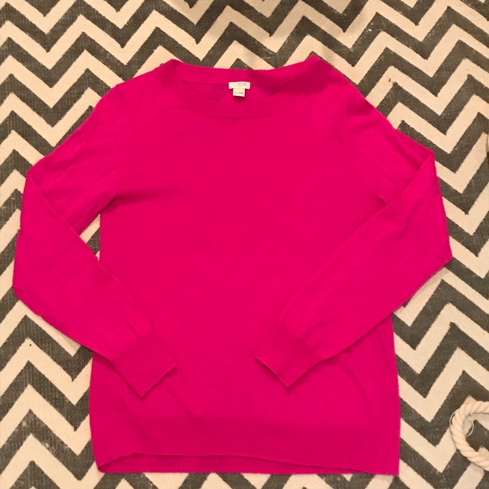 J Crew Merino Blend Hot Pink Sweater